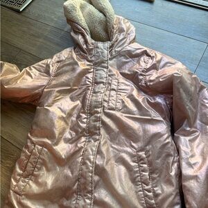 Pink Puffer Jacket with Hood and Quilted Design
